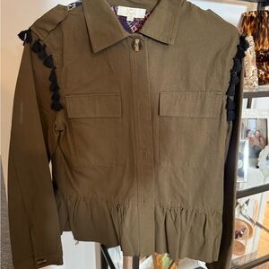 Olive Green Jacket with Black Tassels